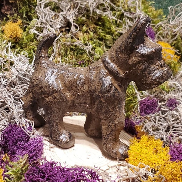 Cast Iron Metal Animal Scottie Dog Scottish Terrier Pet Figurine Home Toy Decor