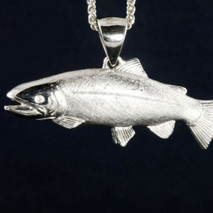 Colgante de joyería fina Charm STEELHEAD Pesca de peces Plata de ley - Mujeres - Hombres