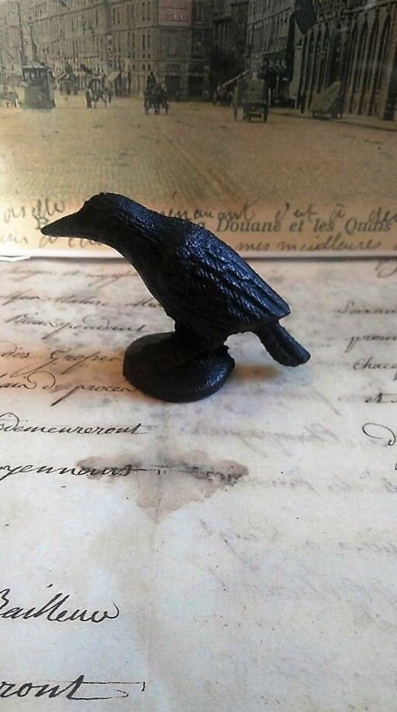 Cast Iron Crow On Base Home and Office Figurine Decor Etsy