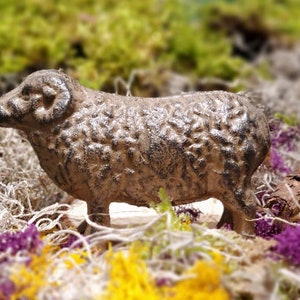 Cast Iron Brown Ram-Sheep- Farm Figurine Statue Home Décor