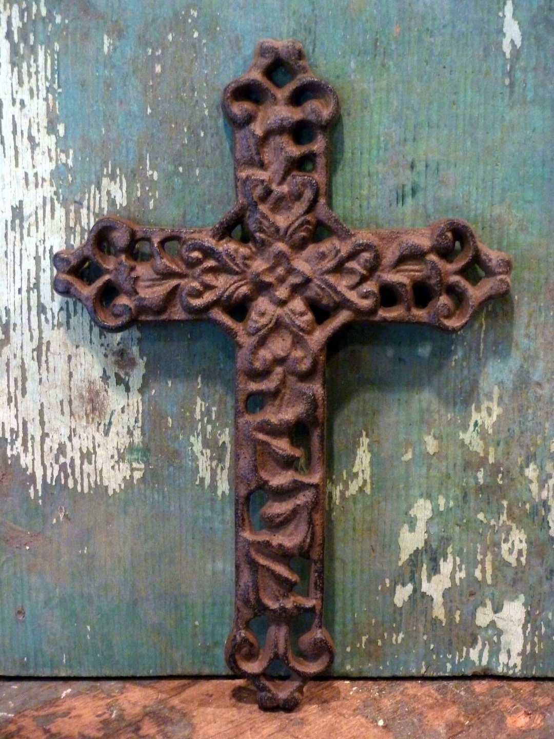 Cast Iron Ornate Cross Home Garden Memoiral Religious Outdoor Wall