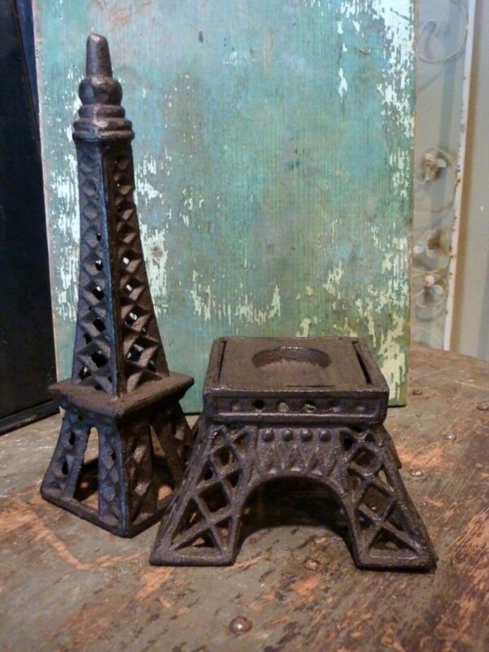 Cast Iron Metal Paris Eiffel Tower Candle Votive Tealight Etsy