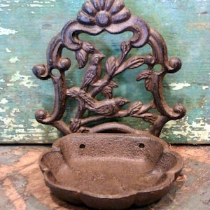 Mangeoire à graines victorienne en fonte Bain d'oiseaux Jardin Cour extérieure Décoration d'intérieur