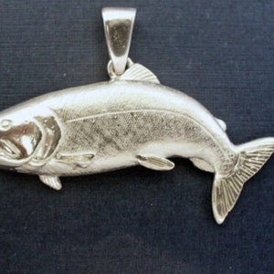 Fine Jewelry Pendant CHINOOK / KING SALMON Fish Fishing Sterling Silver-women-men