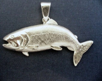 Fine Jewelry Pendant CHINOOK / KING SALMON Fish Fishing Sterling Silver-women-men