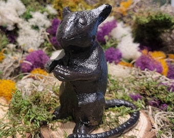 Cast Iron Metal standing Rat- Mouse Rodent Figurine Statue Home Garden Cabin Decor