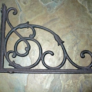 Cast Iron Set/2 Large Vine Bracket Brace Home Wall Shelf Table Yard Garden Decor