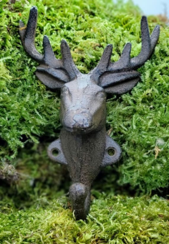 Cast Iron Deer head Coat hookHat hook Towel hookBath hook Etsy