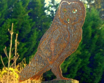 Cut Metal Rusty Barn Owl Garden Home Yard Lawn Window Outdoor Tree Art Decor