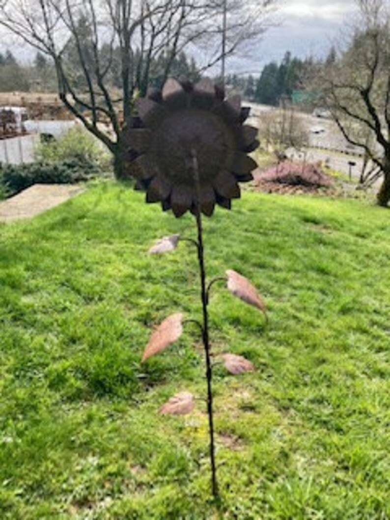 Medium Cast Iron Sunflower Garden Stake Etsy