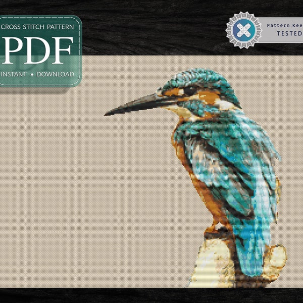 Kingfisher, Ice Bird - Cross Stitch Pattern pdf, Instant Download, Animal, Counted Cross Stitch Pattern, Modern Design, Chart Template