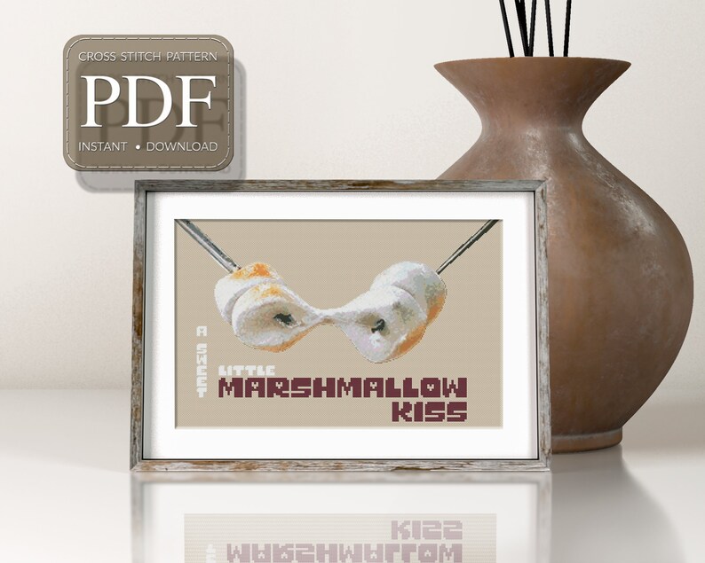 MARSHMALLOW KISS, Marshmallow, Marshmallows, Kiss, Cross Stitch Designs