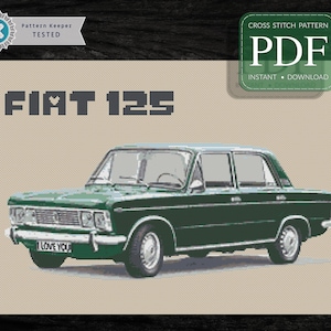 FIAT 125, Fiat 500, Fiat, Oldtimer, Vehicle, Car, Cross Stitch Designs With Graphs Pdf, Instant Download
