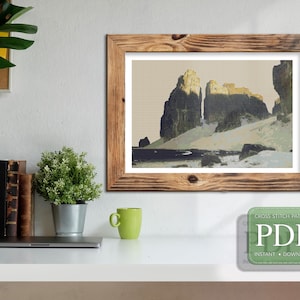 MOUNTAINS LAKE - The Great Historic Paintings - KreuzstichMuster pdf, Sofort Download, Stickvorlage