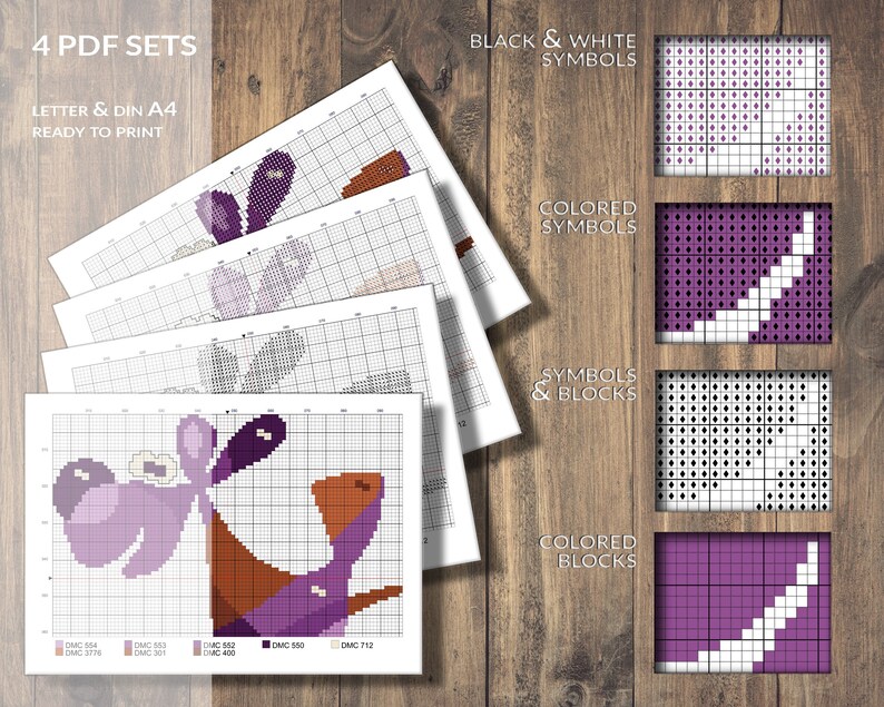 CHOCOLATE DONKEY Cross Stitch Pattern PDF Instant Download Chocolate Colored Laughing Donkey Jumps For Joy Colorful Lila And Brown Tones