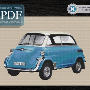ISETTA, Isetta, Bmw 600, Oldtimer, Vehicle, Car, Cross Stitch Designs With Graphs Pdf, Pdf Download Charts, Modern Cross Stitch Pattern