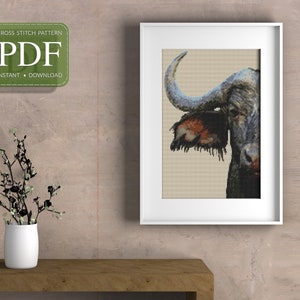 AFRICAN BUFFALO - Cross Stitch Pattern pdf, Instant Download, African Big Five, African Animals, Counted Cross Stitch Pattern Chart Template