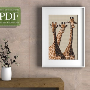GIRAFFE - Cross Stitch Pattern pdf, Instant Download, Giraffes Family, African Animals, Counted Cross Stitch, Modern Pattern Chart Template