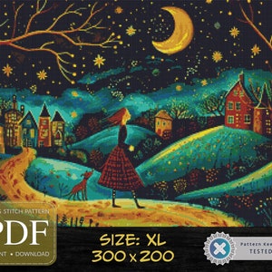Enchanting Night -  Digital PDF Cross Stitch Pattern Instant Download