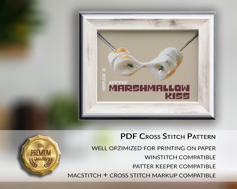 MARSHMALLOW KISS, Marshmallow, Marshmallows, Kiss, Cross Stitch Designs