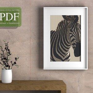 ZEBRA - Cross Stitch Pattern pdf, Instant Download, Black and White, African Animals, Counted Cross Stitch, Modern Pattern Chart Template