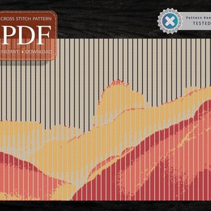 MODERN BERGE, Berge, Modern, Monochrom, Einfach, Anfänger, Silhouette, Download Pdf, Pdf Download Charts, Moderne Kreuzstichvorlage