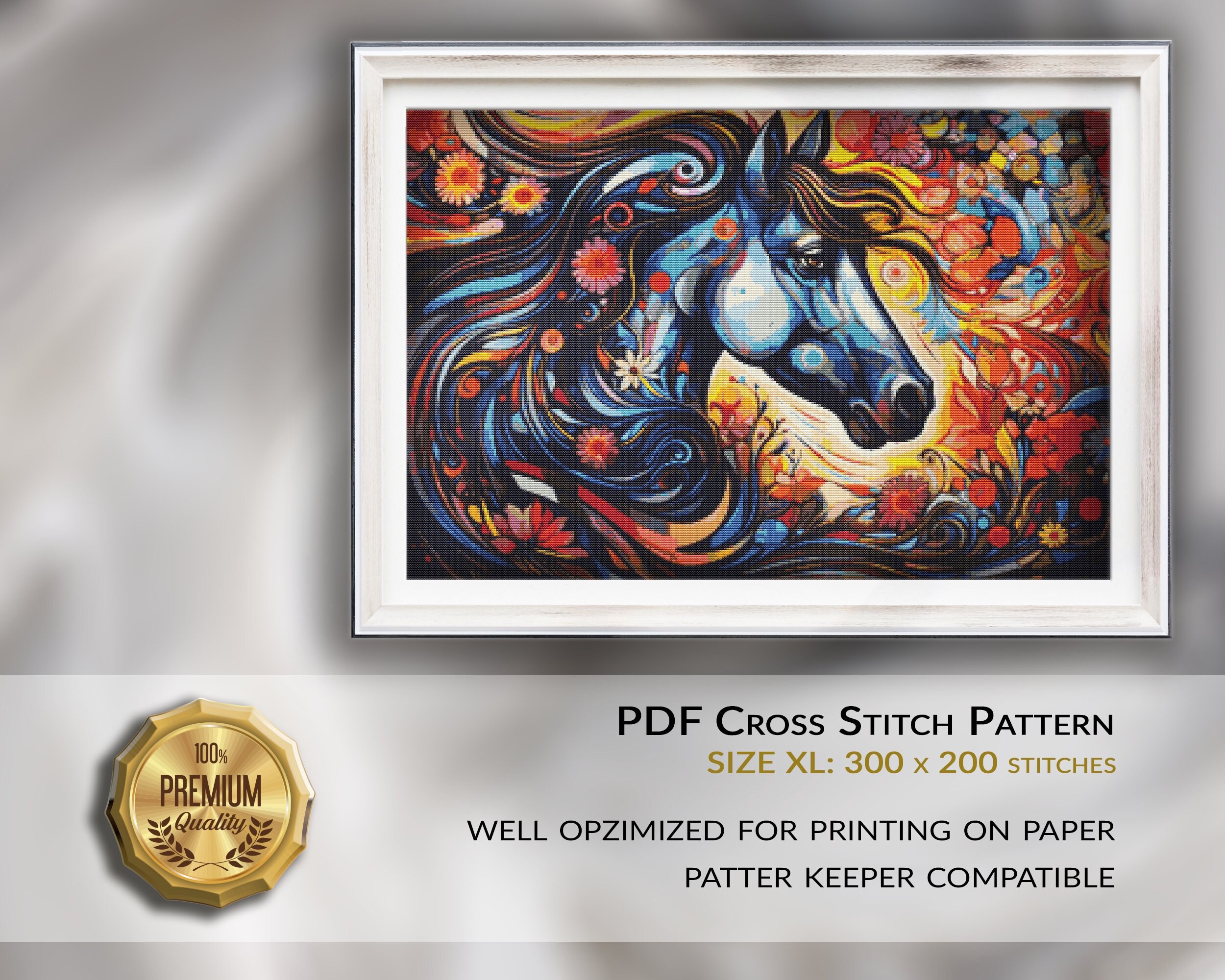 Horse Head - Digital PDF Cross Stitch Pattern Instant Download - Etsy