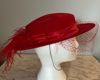 Vintage Bernar New York Red and Black Women\'s Derby Hat il_fullxfull.1035967858_80l3.jpg main image 4