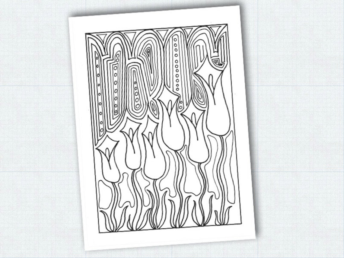 Printable spring flowers coloring page flower adult coloring etsy canada