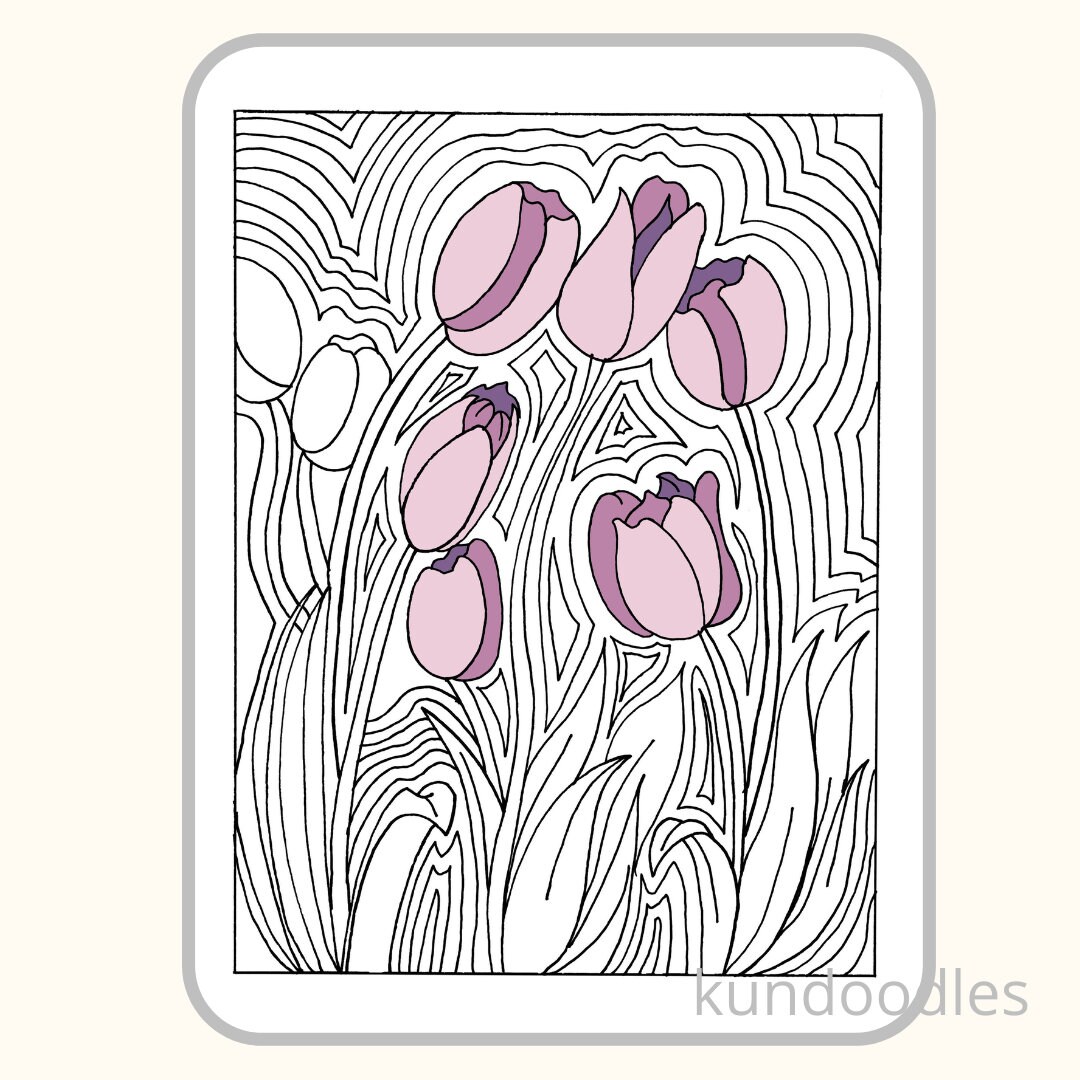 Printable Adult Coloring Page, Spring Flowers Coloring Sheet - Etsy Canada