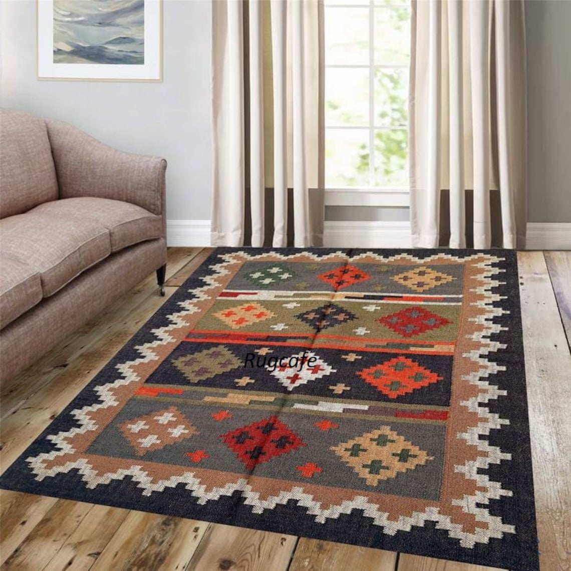 8x10 Fthandwoven Kilim Rug Gray Rug Dhurrie Rug Vintage Etsy