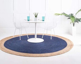 Jute Round Rugs Indian Handmade Jute & Cotton Round Purely Yoga Mediation Rugs Braided Beautiful Traditional Rugs Room Décor Carpet