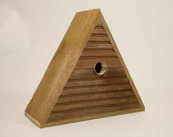 Triangular BirdBox / Wooden birdbox / Wall mounted / Pine and Oak Birdbox