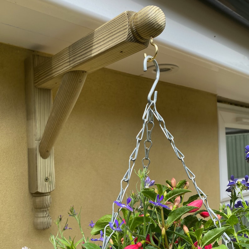 Wooden Hanging Basket Bracket / Wall Mount Bracket Etsy UK