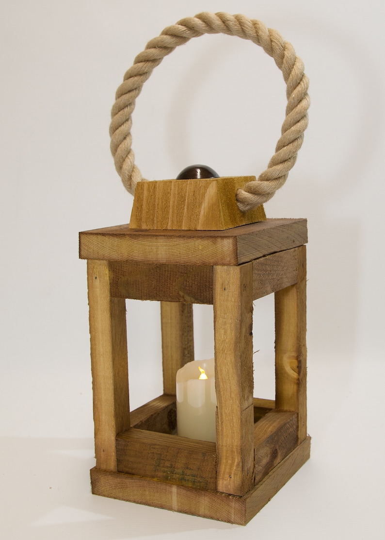 Wooden Lantern / Garden / Party light / Wedding / Decoration / Rustic Lamp imagem 5