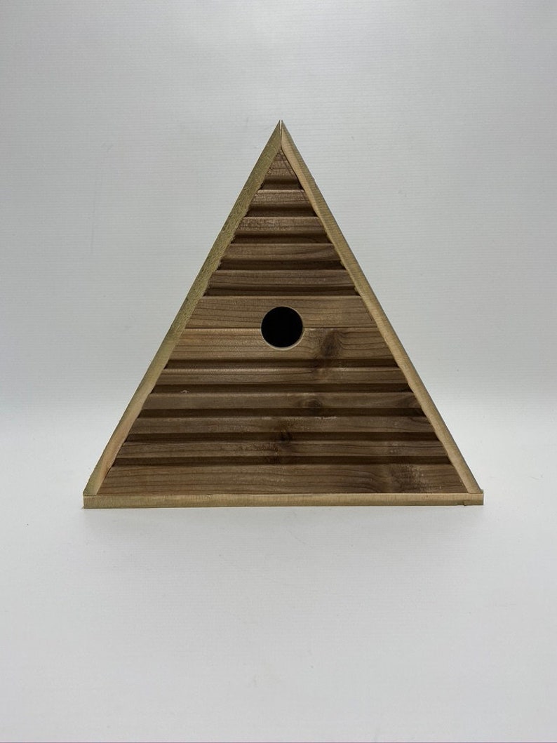 Triangular Bird House Triangular Wooden Birdhouse: Wall Mounted Pine & Oak Bird Box - Etsy UK