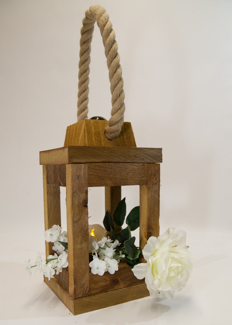 Wooden Lantern / Garden / Party light / Wedding / Decoration / Rustic Lamp imagem 4