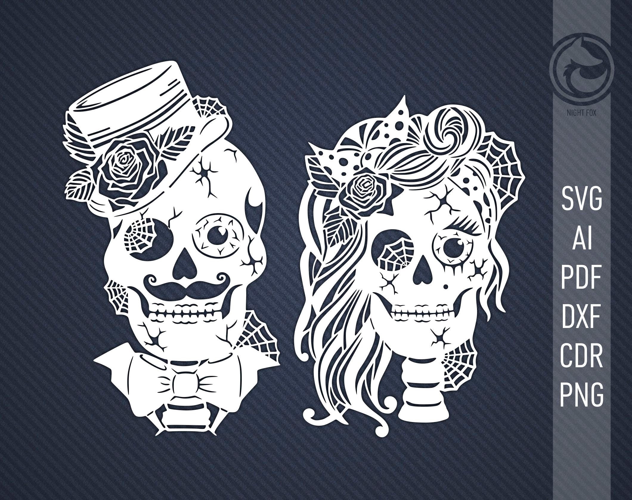 Download Mr And Mrs Skull Svg Skull Svg Cut Files For Cricut Silhouette Cricut Svg Cutting Template Skull Silhouette
