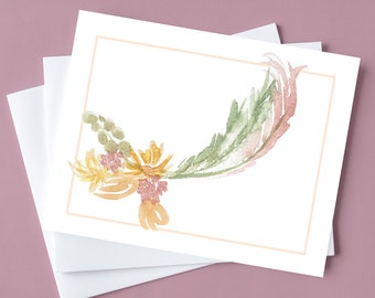 Boho Grasses and Flowers Cards, Blank Cards, Botanical