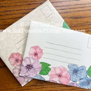 Floral Digital Envelope Template made to Print at Home (Penpal Stationery, Kit, Digital Download, Print at Home, Printable, DIY Envelope)