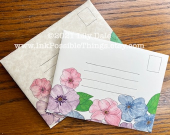 Floral Digital Envelope Template made to Print at Home (Penpal Stationery, Kit, Digital Download, Print at Home, Printable, DIY Envelope)
