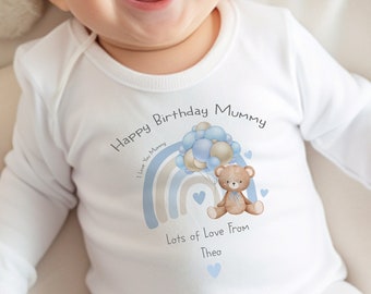 Happy Birthday Mummy Babygrow, 1st Birthday as my Mummy, Mummy Birthday Gift, Mum Birthday Gift, New Mum Gift, Birthday Baby vest, Sleepsuit