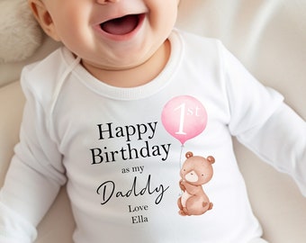 Happy Birthday Daddy Babygrow, 1st Birthday as my Daddy, Daddy Birthday Gift, Dad Birthday Gift, New Dad Gift, Birthday Baby vest, Sleepsuit