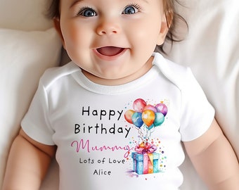 Happy Birthday Mummy Babygrow, 1st Birthday as my Mummy, Mummy Birthday Gift, Mum Birthday Gift, New Mum Gift, Birthday Baby vest, Sleepsuit