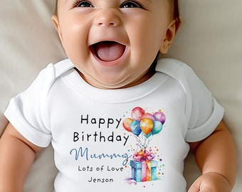 Happy Birthday Mummy Babygrow, 1st Birthday as my Mummy, Mummy Birthday Gift, Mum Birthday Gift, New Mum Gift, Birthday Baby vest, Sleepsuit