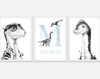 Set of 3 Dinosaur Prints, Dinosaur Nursery Prints, Boys Dinosaur Prints, Nursery Decor, Boys Bedroom Prints, Dinosaurs, Dinosaur Wall Art