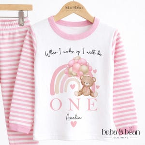 Personalised 1st Birthday Pjs, When I Wake Up I Will Be 1 Pyjamas, 1st Birthday Pyjamas, Kids Birthday pjs, Girl First Birthday Pjs, Pyjamas