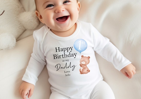 Happy Birthday Daddy Babygrow, 1st Birthday as my Daddy, Daddy Birthday Gift, Dad Birthday Gift, New Dad Gift, Birthday Baby vest, Sleepsuit