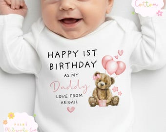 Happy Birthday Daddy Babygrow, 1st Birthday as my Daddy, Daddy Birthday Gift, Dad Birthday Gift, New Dad Gift, Birthday Baby vest, Sleepsuit