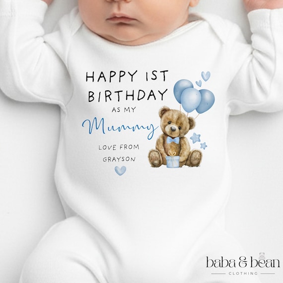 Happy Birthday Mummy Babygrow, 1st Birthday as my Mummy, Mummy Birthday Gift, Mum Birthday Gift, New Mum Gift, Birthday Baby vest, Sleepsuit